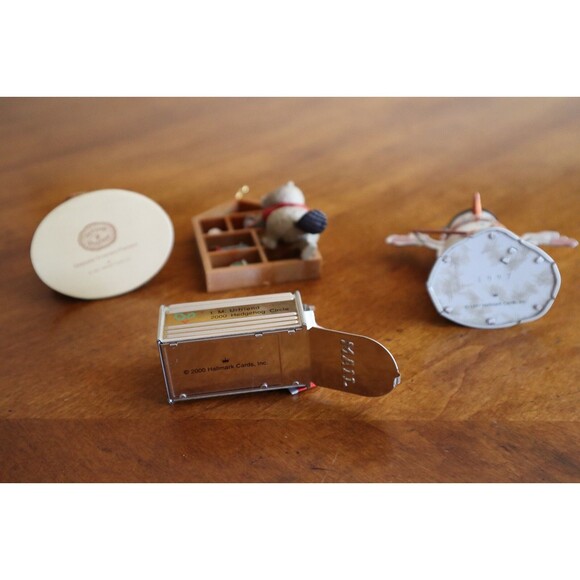 Vtg Lot Of 4 Hallmark Christmas Ornament Tin Snowman Critters Animal Forest Hedg - Picture 14 of 16